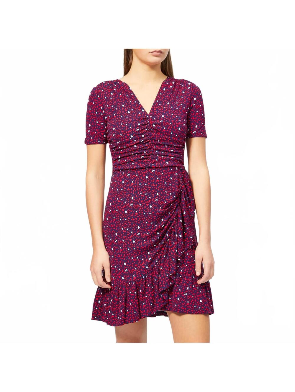 MICHAEL Michael Kors Heart Print Ruched Mini Dress Medium - Picture 2 of 9